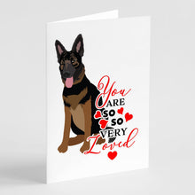 Load image into Gallery viewer, German Shepherd Bicolor so Loved Greeting Cards -  Blank Note Cards – 8-Pack of Artist-Designed Cards with Envelopes