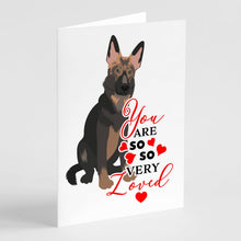 Load image into Gallery viewer, German Shepherd Puppy so Loved Greeting Cards -  Blank Note Cards – 8-Pack of Artist-Designed Cards with Envelopes
