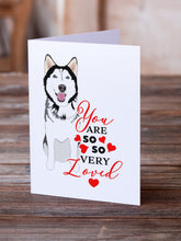 Load image into Gallery viewer, Siberian Husky Black and White #1 so Loved Greeting Cards -  Blank Note Cards – 8-Pack of Artist-Designed Cards with Envelopes
