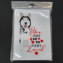 Load image into Gallery viewer, Siberian Husky Black and White #1 so Loved Greeting Cards -  Blank Note Cards – 8-Pack of Artist-Designed Cards with Envelopes