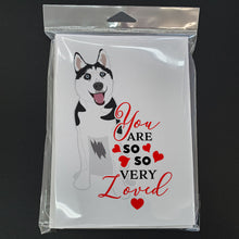 Load image into Gallery viewer, Siberian Husky Black and White #2 so Loved Greeting Cards -  Blank Note Cards – 8-Pack of Artist-Designed Cards with Envelopes