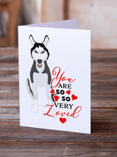 Load image into Gallery viewer, Siberian Husky Black and White #3 so Loved Greeting Cards -  Blank Note Cards – 8-Pack of Artist-Designed Cards with Envelopes