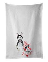 Load image into Gallery viewer, Siberian Husky Black and White #3 so Loved White Kitchen Towel Set of 2