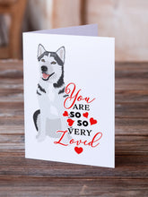 Load image into Gallery viewer, Siberian Husky Silver and White #1 so Loved Greeting Cards -  Blank Note Cards – 8-Pack of Artist-Designed Cards with Envelopes