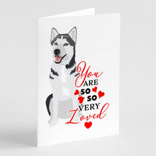 Load image into Gallery viewer, Siberian Husky Silver and White #1 so Loved Greeting Cards -  Blank Note Cards – 8-Pack of Artist-Designed Cards with Envelopes