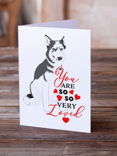 Load image into Gallery viewer, Siberian Husky Silver and White #2 so Loved Greeting Cards -  Blank Note Cards – 8-Pack of Artist-Designed Cards with Envelopes