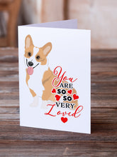 Load image into Gallery viewer, Pembroke Corgi Red and White so Loved Greeting Cards -  Blank Note Cards – 8-Pack of Artist-Designed Cards with Envelopes