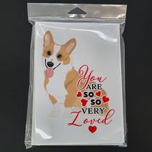 Load image into Gallery viewer, Pembroke Corgi Red and White so Loved Greeting Cards -  Blank Note Cards – 8-Pack of Artist-Designed Cards with Envelopes