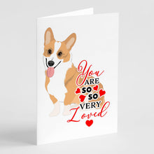 Load image into Gallery viewer, Pembroke Corgi Red and White so Loved Greeting Cards -  Blank Note Cards – 8-Pack of Artist-Designed Cards with Envelopes