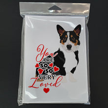 Load image into Gallery viewer, Pembroke Welsh Corgi Tricolor Black-Headed #1 so Loved Greeting Cards -  Blank Note Cards – 8-Pack of Artist-Designed Cards with Envelopes