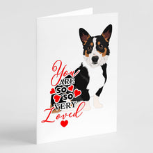 Load image into Gallery viewer, Pembroke Welsh Corgi Tricolor Black-Headed #1 so Loved Greeting Cards -  Blank Note Cards – 8-Pack of Artist-Designed Cards with Envelopes