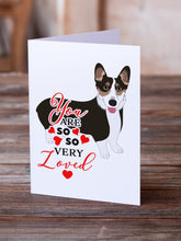 Load image into Gallery viewer, Pembroke Welsh Corgi Tricolor Black-Headed #2 so Loved Greeting Cards -  Blank Note Cards – 8-Pack of Artist-Designed Cards with Envelopes