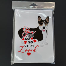 Load image into Gallery viewer, Pembroke Welsh Corgi Tricolor Black-Headed #2 so Loved Greeting Cards -  Blank Note Cards – 8-Pack of Artist-Designed Cards with Envelopes