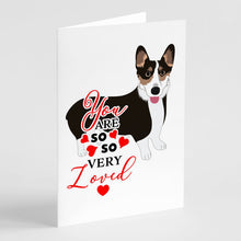 Load image into Gallery viewer, Pembroke Welsh Corgi Tricolor Black-Headed #2 so Loved Greeting Cards -  Blank Note Cards – 8-Pack of Artist-Designed Cards with Envelopes
