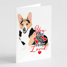 Load image into Gallery viewer, Pembroke Welsh Corgi Tricolor Red-Headed so Loved Greeting Cards -  Blank Note Cards – 8-Pack of Artist-Designed Cards with Envelopes
