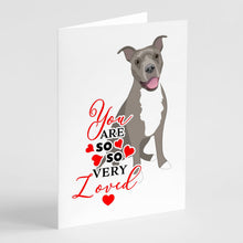 Load image into Gallery viewer, Pit Bull Blue #1 so Loved Greeting Cards -  Blank Note Cards – 8-Pack of Artist-Designed Cards with Envelopes