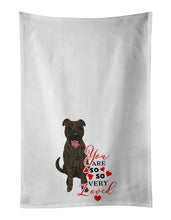 Load image into Gallery viewer, Pit Bull Brindle #1 so Loved White Kitchen Towel Set of 2