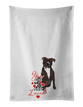 Load image into Gallery viewer, Pit Bull Brindle #2 so Loved White Kitchen Towel Set of 2