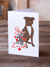 Load image into Gallery viewer, Pit Bull Chocolate so Loved Greeting Cards -  Blank Note Cards – 8-Pack of Artist-Designed Cards with Envelopes