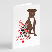 Load image into Gallery viewer, Pit Bull Chocolate so Loved Greeting Cards -  Blank Note Cards – 8-Pack of Artist-Designed Cards with Envelopes