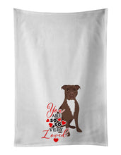 Load image into Gallery viewer, Pit Bull Chocolate so Loved White Kitchen Towel Set of 2