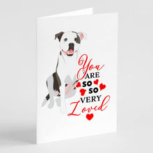 Load image into Gallery viewer, Pit Bull White #3 so Loved Greeting Cards -  Blank Note Cards – 8-Pack of Artist-Designed Cards with Envelopes