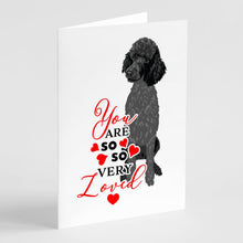 Load image into Gallery viewer, Poodle Standard Black so Loved Greeting Cards -  Blank Note Cards – 8-Pack of Artist-Designed Cards with Envelopes