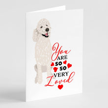 Load image into Gallery viewer, Poodle Standard White so Loved Greeting Cards -  Blank Note Cards – 8-Pack of Artist-Designed Cards with Envelopes