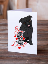 Load image into Gallery viewer, Pug Black #1 so Loved Greeting Cards -  Blank Note Cards – 8-Pack of Artist-Designed Cards with Envelopes