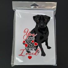 Load image into Gallery viewer, Pug Black #2 so Loved Greeting Cards -  Blank Note Cards – 8-Pack of Artist-Designed Cards with Envelopes