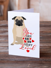 Load image into Gallery viewer, Pug Fawn #1 so Loved Greeting Cards -  Blank Note Cards – 8-Pack of Artist-Designed Cards with Envelopes