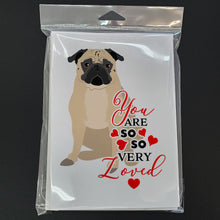 Load image into Gallery viewer, Pug Fawn #1 so Loved Greeting Cards -  Blank Note Cards – 8-Pack of Artist-Designed Cards with Envelopes