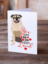 Load image into Gallery viewer, Pug Fawn #5 so Loved Greeting Cards -  Blank Note Cards – 8-Pack of Artist-Designed Cards with Envelopes