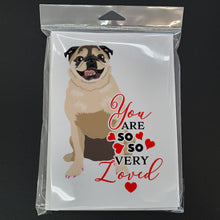 Load image into Gallery viewer, Pug Fawn #5 so Loved Greeting Cards -  Blank Note Cards – 8-Pack of Artist-Designed Cards with Envelopes