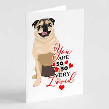 Load image into Gallery viewer, Pug Fawn #5 so Loved Greeting Cards -  Blank Note Cards – 8-Pack of Artist-Designed Cards with Envelopes