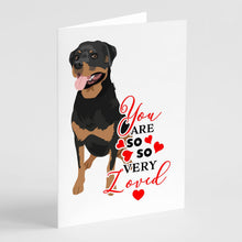 Load image into Gallery viewer, Rottweiler Black and Tan #1 so Loved Greeting Cards -  Blank Note Cards – 8-Pack of Artist-Designed Cards with Envelopes
