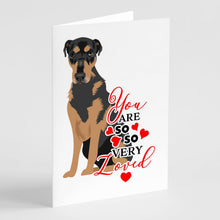 Load image into Gallery viewer, Rottweiler Black and Tan #2 so Loved Greeting Cards -  Blank Note Cards – 8-Pack of Artist-Designed Cards with Envelopes