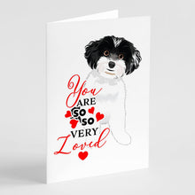Load image into Gallery viewer, Shih-Tzu Black and White #4 so Loved Greeting Cards -  Blank Note Cards – 8-Pack of Artist-Designed Cards with Envelopes