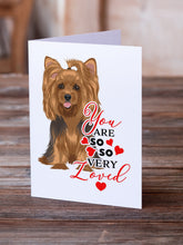 Load image into Gallery viewer, Yorkie Black and Gold #1 so Loved Greeting Cards -  Blank Note Cards – 8-Pack of Artist-Designed Cards with Envelopes