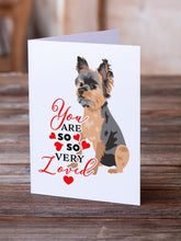Load image into Gallery viewer, Yorkie Black and Gold #2 so Loved Greeting Cards -  Blank Note Cards – 8-Pack of Artist-Designed Cards with Envelopes
