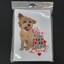 Load image into Gallery viewer, Yorkie Blue and Gold so Loved Greeting Cards -  Blank Note Cards – 8-Pack of Artist-Designed Cards with Envelopes