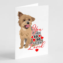 Load image into Gallery viewer, Yorkie Blue and Gold so Loved Greeting Cards -  Blank Note Cards – 8-Pack of Artist-Designed Cards with Envelopes