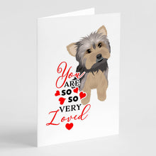 Load image into Gallery viewer, Yorkie Blue and Tan #2 so Loved Greeting Cards -  Blank Note Cards – 8-Pack of Artist-Designed Cards with Envelopes