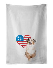 Load image into Gallery viewer, Australian Shepherd Red Merle Tricolor #2 Patriotic White Kitchen Towel Set of 2