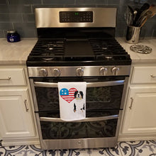 Load image into Gallery viewer, Bernese Mountain Dog #2 Patriotic White Kitchen Towel Set of 2