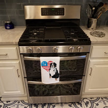 Load image into Gallery viewer, Bernese Mountain Dog #3 Patriotic White Kitchen Towel Set of 2