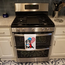 Load image into Gallery viewer, Bernese Mountain Dog Puppy #1 Patriotic White Kitchen Towel Set of 2