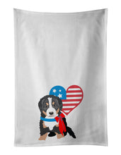 Load image into Gallery viewer, Bernese Mountain Dog Puppy #1 Patriotic White Kitchen Towel Set of 2