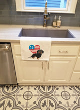 Load image into Gallery viewer, Dachshund Black and Tan #1Patriotic White Kitchen Towel Set of 2