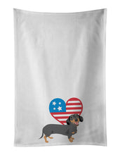 Load image into Gallery viewer, Dachshund Black and Tan #3 Patriotic White Kitchen Towel Set of 2